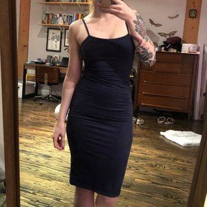 LA Hearts Faux Suede Midi Bodycon Dress - Navy